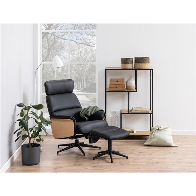 Bookcase Seaford V, black/oak, 114x77x35cm