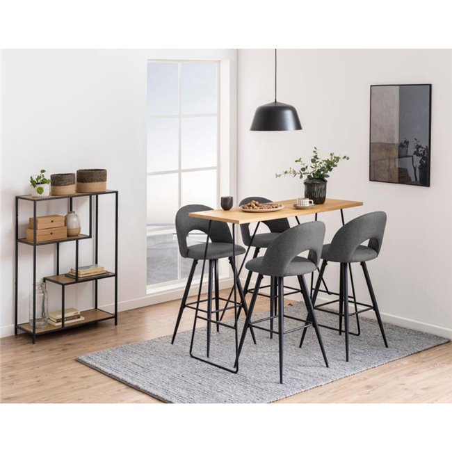 Bookcase Seaford V, black/oak, 114x77x35cm