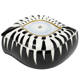 Decorative plate Malvita,black/white/gold ,21.4x15.3x8.9cm