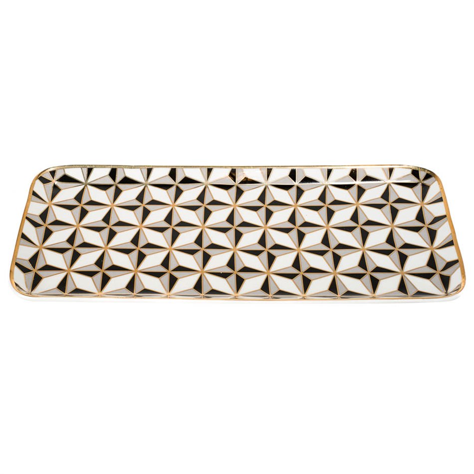 Decorative plate Marbourg, black/gray,36.4x17.1x1.6cm