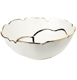 Decorative plate Margita flower, white/ gold, 25x25x9.5cm