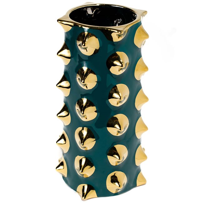 Vase Madalena, green/gold, 16.1x16.1x28.5cm
