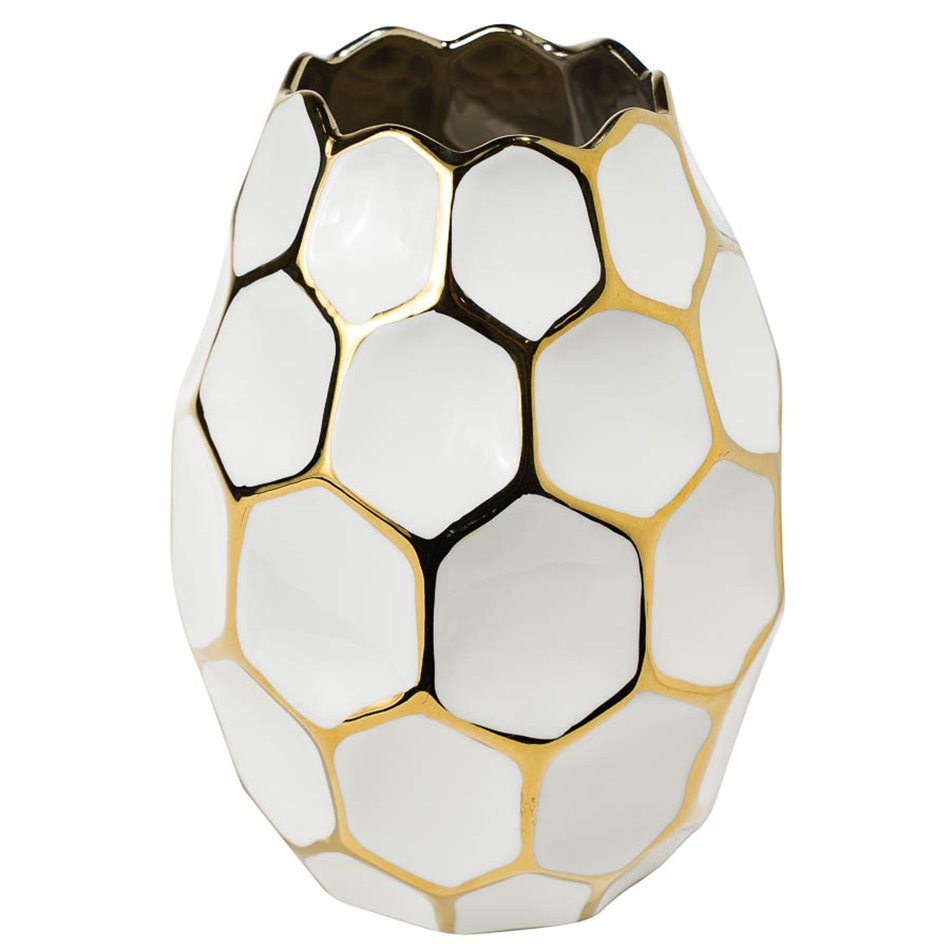 Vase Malva, valge/kuldne, 18.6x14x25.8cm