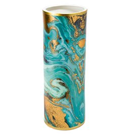 Vase Manuela 1, green/gold, 13.2x13.2x36.3cm