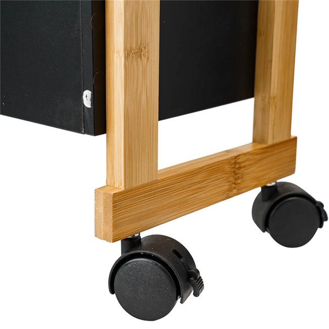 3TIER CADDY WHEELS BLACK NATUR,H80,5xL41xW20cm
