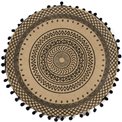 Placemat Agulo black, printed jute with pompom, DIA38CM