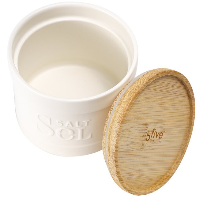 Salt box Natureo, white, H10xD11cm
