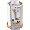 Kitchen utensils pot Natureo, white/natural, H18xD13cm