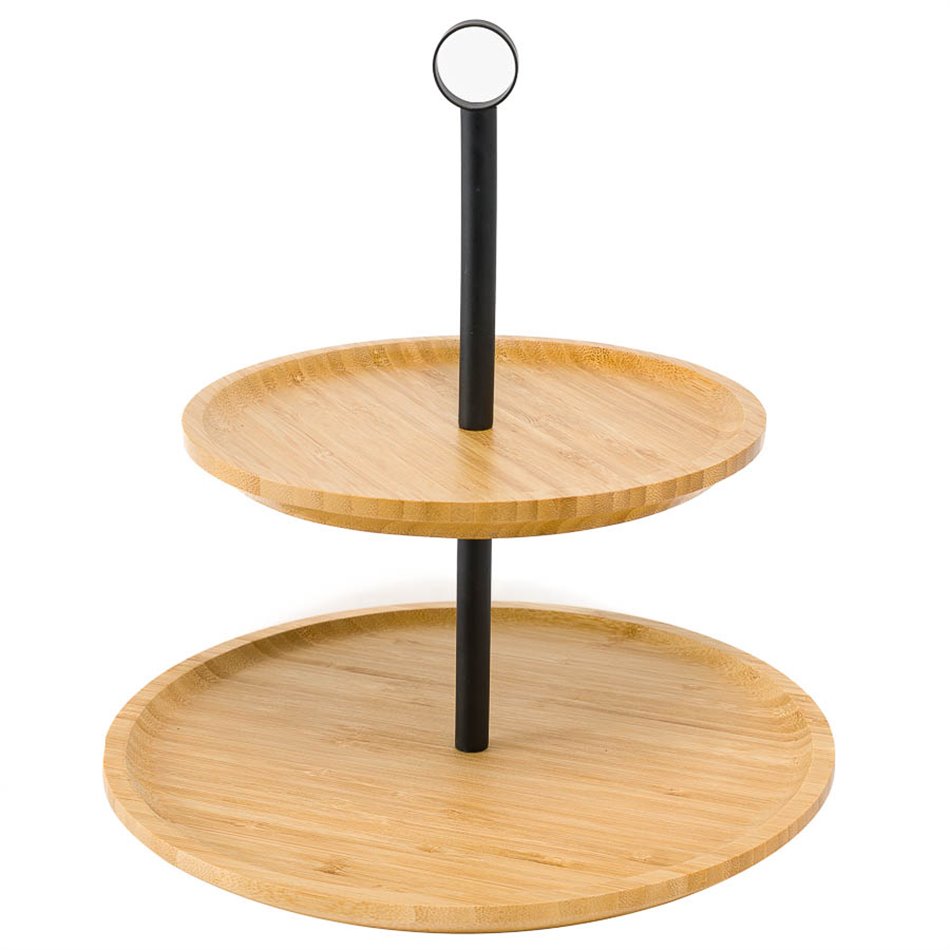 Bamboo cake plate, H27.5 D26 cm