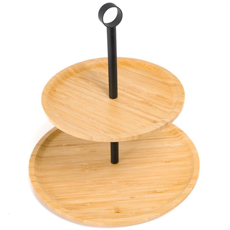 Bamboo cake plate, H27.5 D26 cm