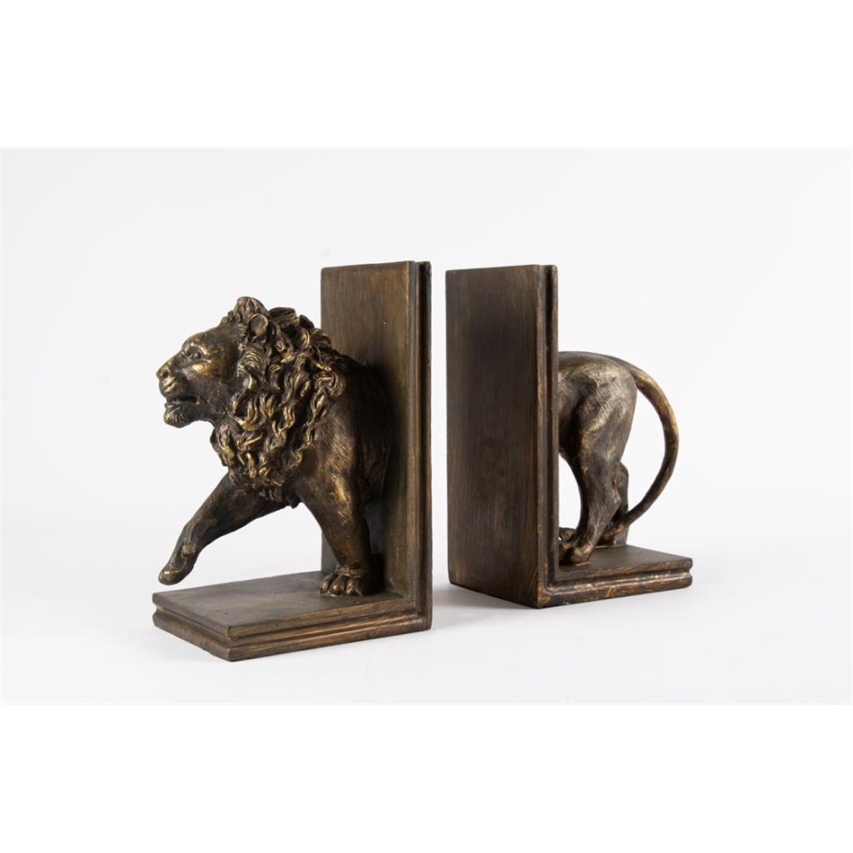 Bookend Lion, set of 2,  gold, H24.5x30.5x12cm