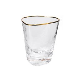 Tumbler glass Triangle with gold rim, H10.5, D9cm