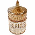 Candy jar with lid, amber glass, 23x13x13cm
