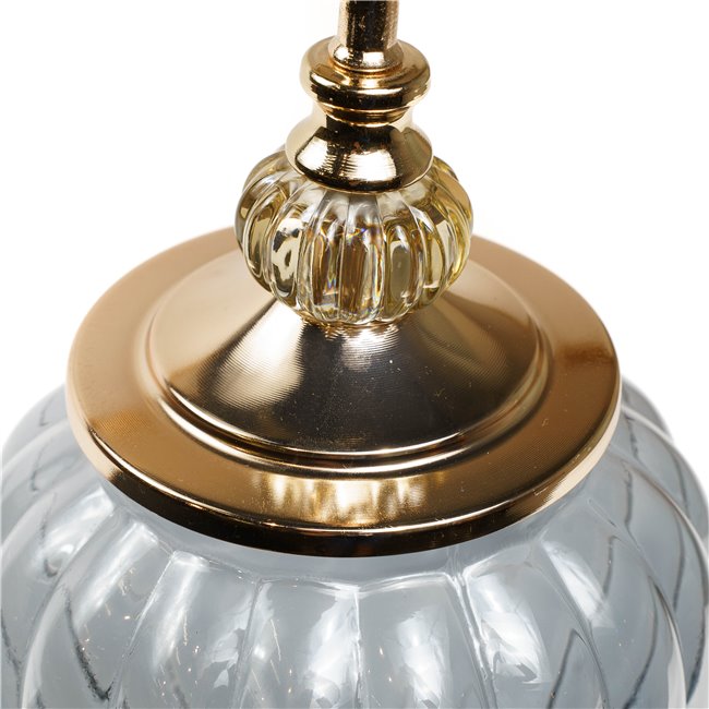 Jar with lid, black/golden glass, 40x16x16cm