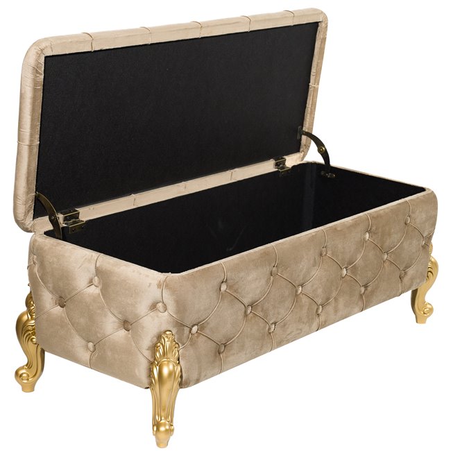 Bench with storage box Martimo, taupe, 110x45x43cm