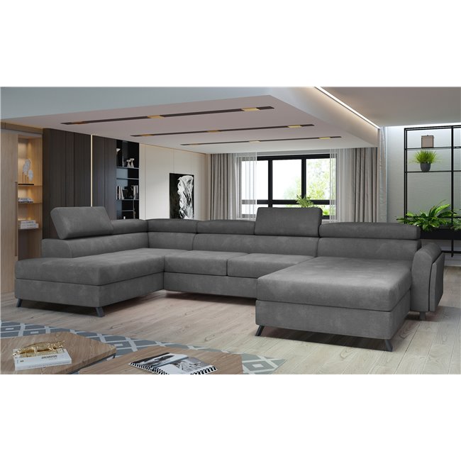 Corner sofa Elosette L, Paros 06, gray, H98x370x200