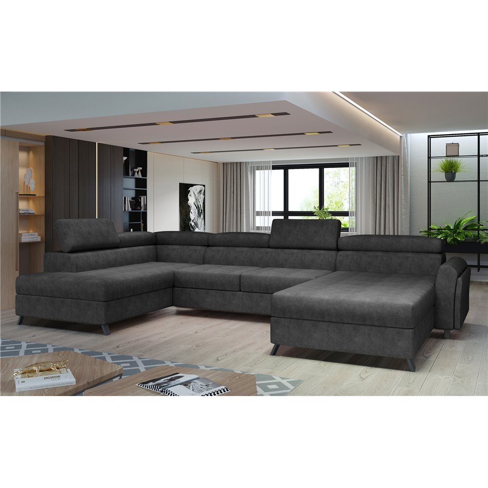Corner sofa Elosette L, Dora 96, gray, H98x370x200