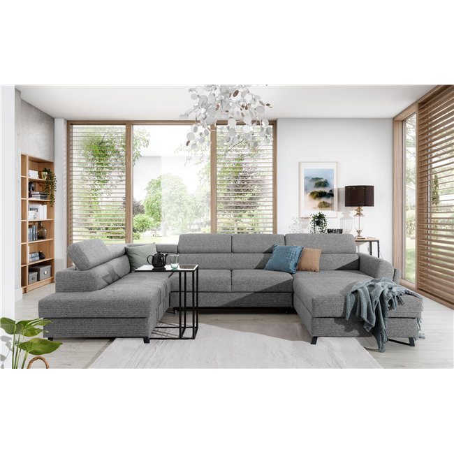 Corner sofa Elosette L, Monet 90, gray, H98x370x200