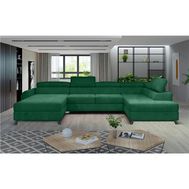 Corner sofa Elosette R, Kronos 19, green, H98x370x200