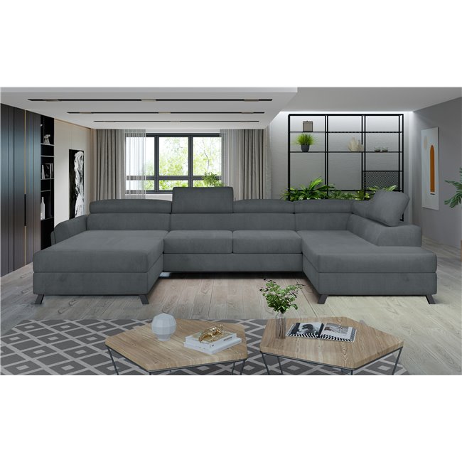 Corner sofa Elosette R, Paros 06, gray, H98x370x200
