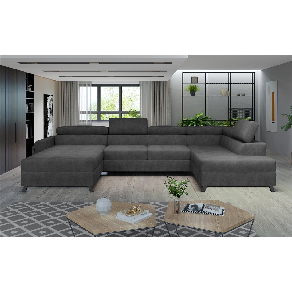 Corner sofa Elosette R, Dora 96, gray, H98x370x200