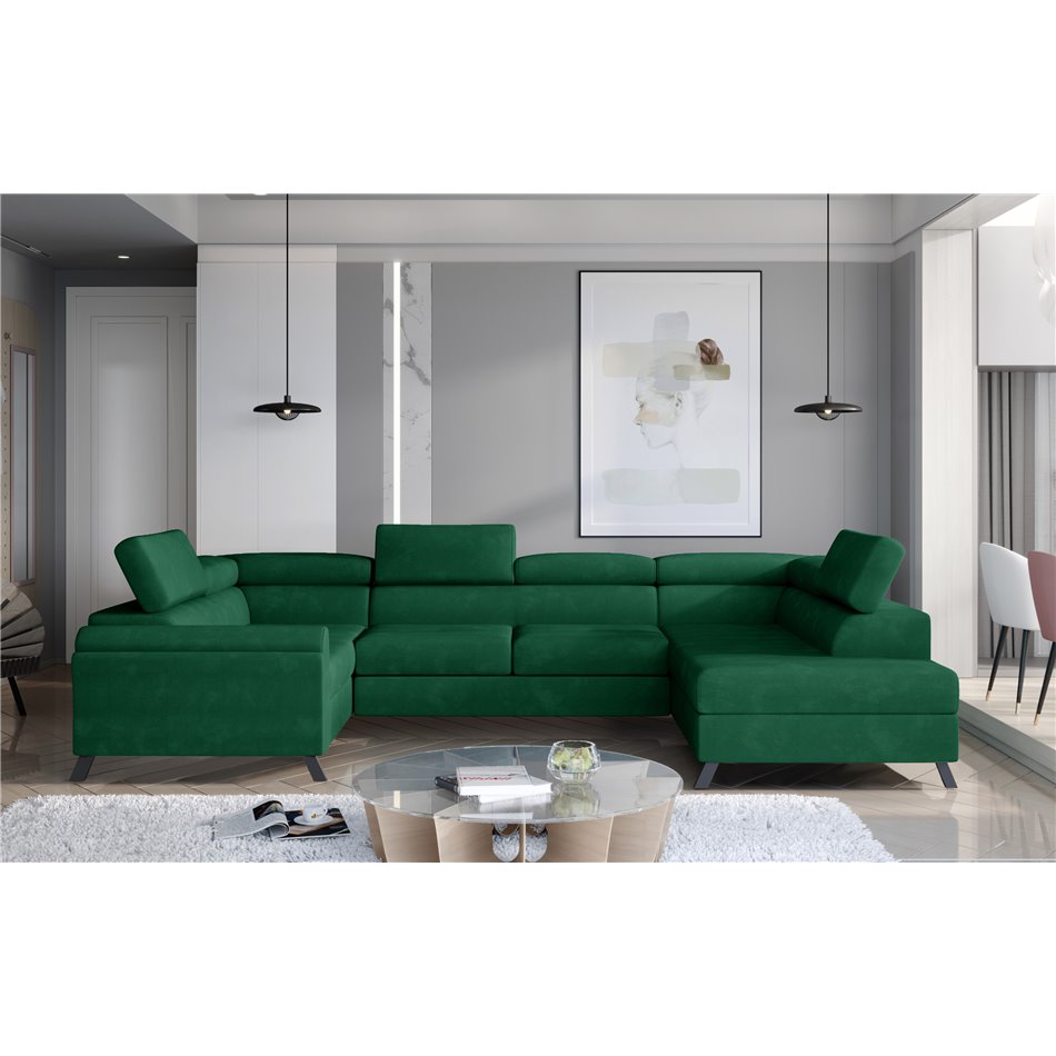 Corner sofa Elscada R, Kronos 19, green, H98x330x200