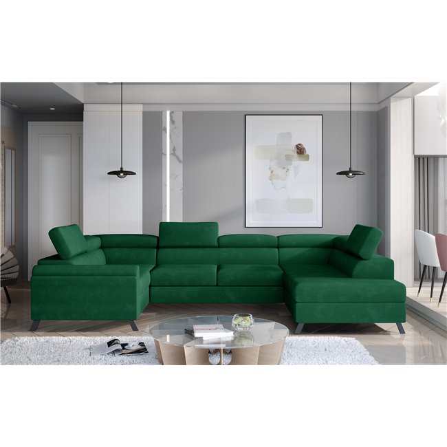 Corner sofa Elscada R, Kronos 19, green, H98x330x200