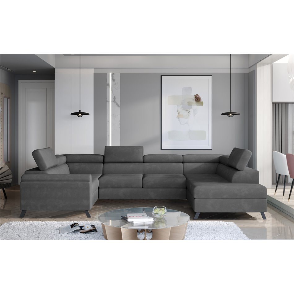 Corner sofa Elscada R, Paros 06, gray, H98x330x200