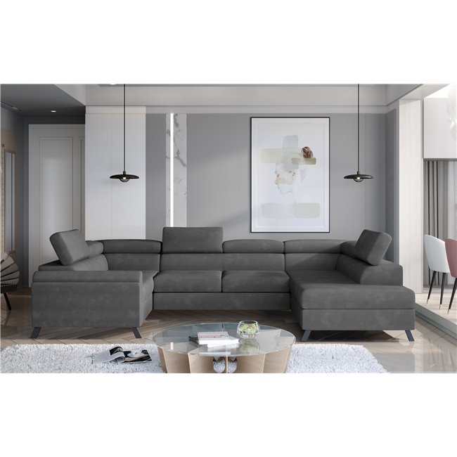 Corner sofa Elscada R, Paros 06, gray, H98x330x200