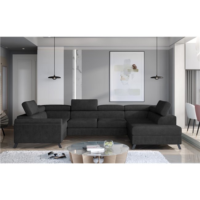 Corner sofa Elscada R, Dora 96, gray, H98x330x200