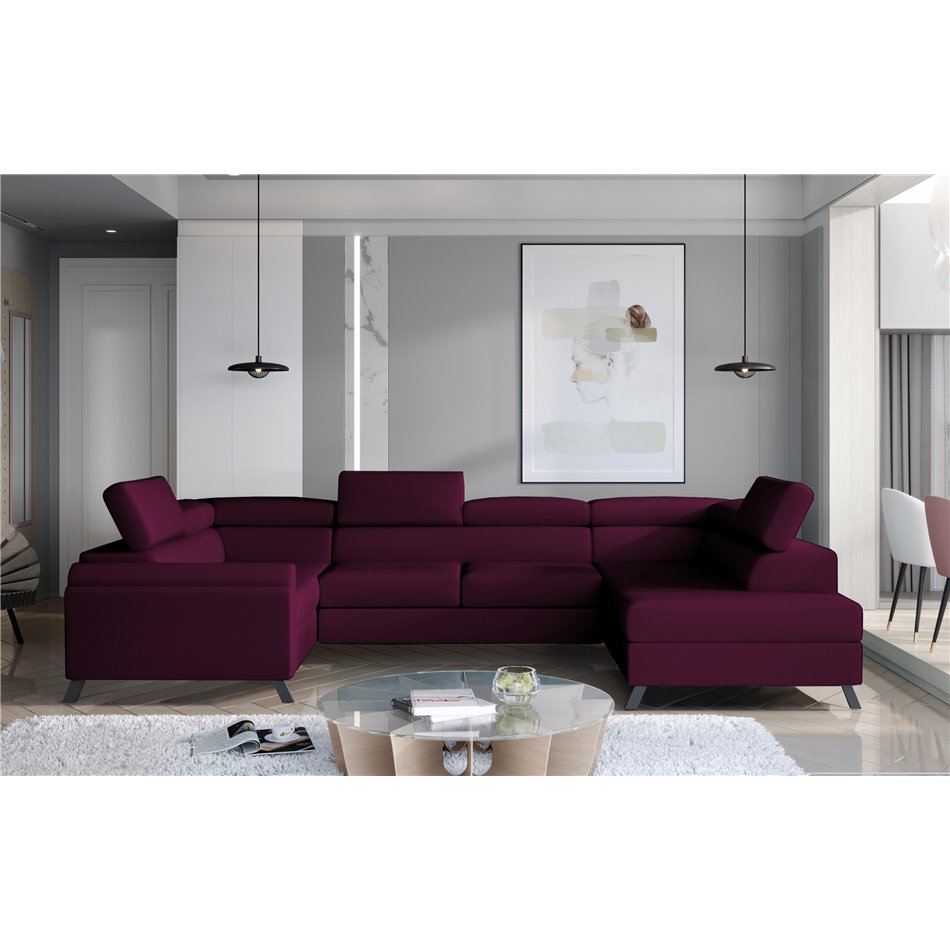 Corner sofa Elscada R, Mat Velvet 68, purple, H98x330x200