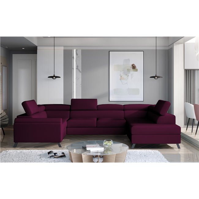 Corner sofa Elscada R, Mat Velvet 68, purple, H98x330x200
