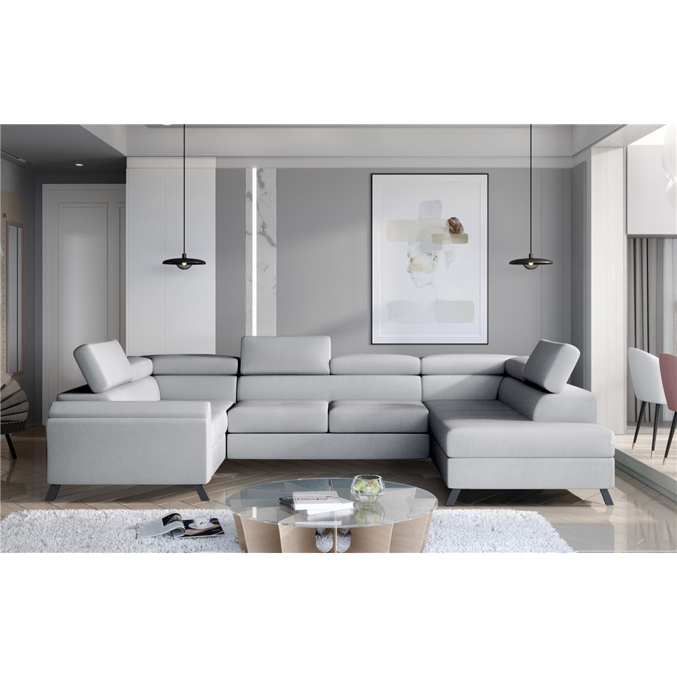 Corner sofa Elscada R, Monolith 84, gray, H98x330x200