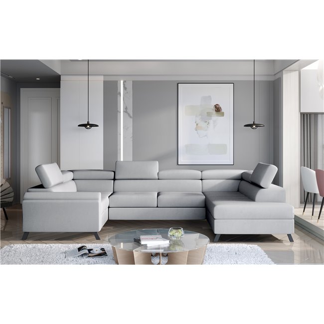 Corner sofa Elscada R, Monolith 84, gray, H98x330x200