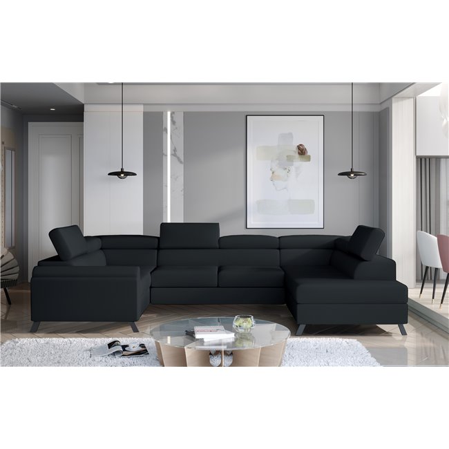 Corner sofa Elscada R, Monolith 97, gray, H98x330x200