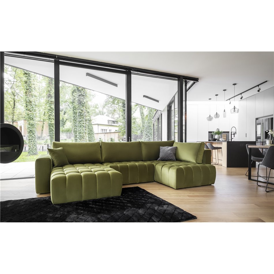 Corner sofa Elonito L, Loco 33, green, H92x340x170