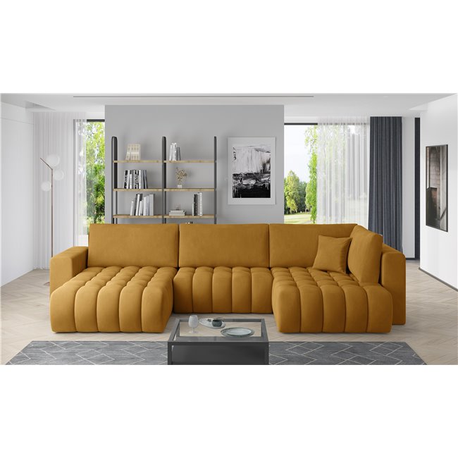 Corner sofa Elonito L, Nube 45, yellow, H92x340x170