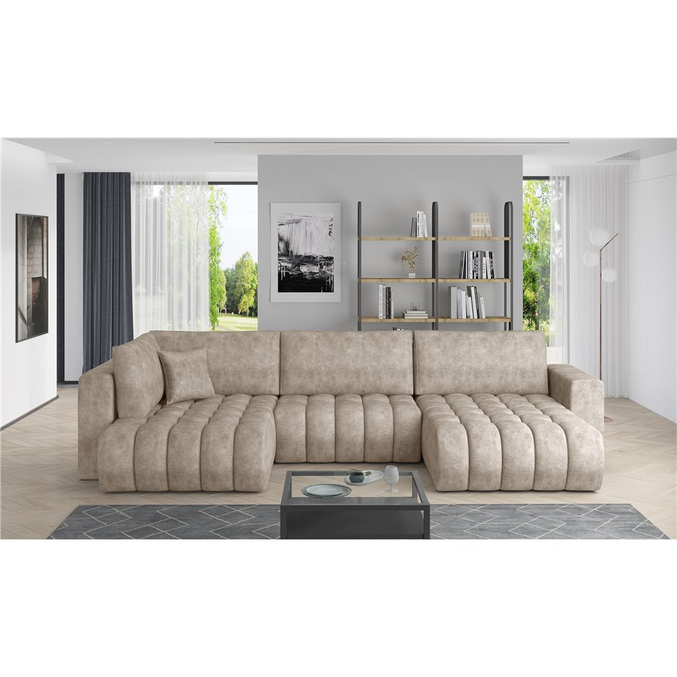 Corner sofa Elonito R, Leve 18, beige, H92x340x170