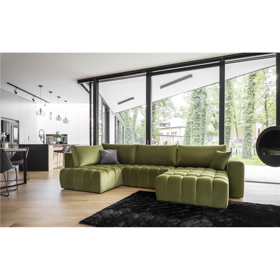 Corner sofa Elonito R, Loco 33, green, H92x340x170