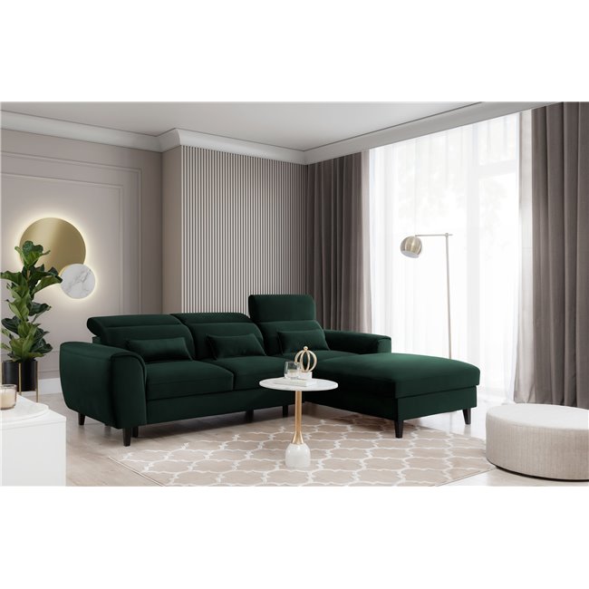 Corner sofa Elfoble R, Loco 35, green, H100x267x196