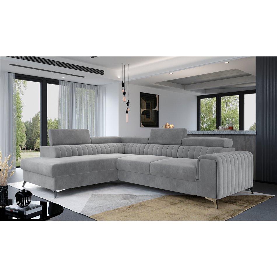 Угловой диван Elaurence L, Monolith 84, серый, H92x278x205