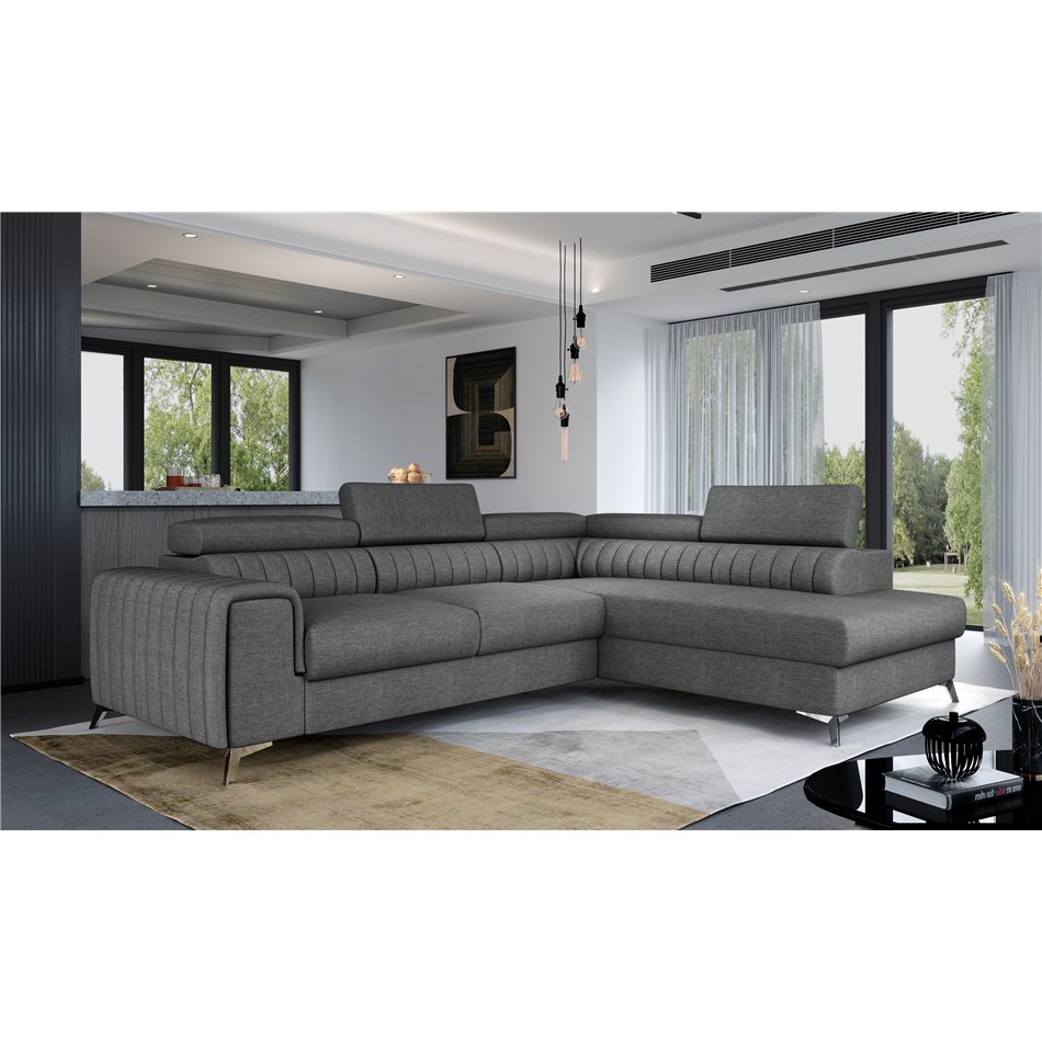 Угловой диван Elaurence R, Sawana 05, серый, H92x278x205