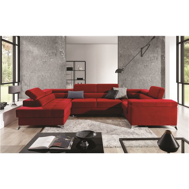 Corner sofa Elago L, Kronos 02, red, H88x208x43