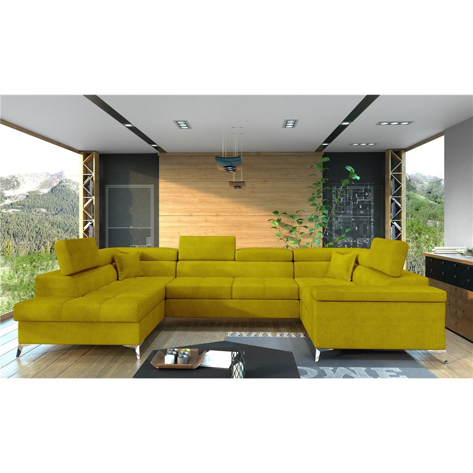 Corner sofa Elago L, Omega 68, yellow, H88x208x43