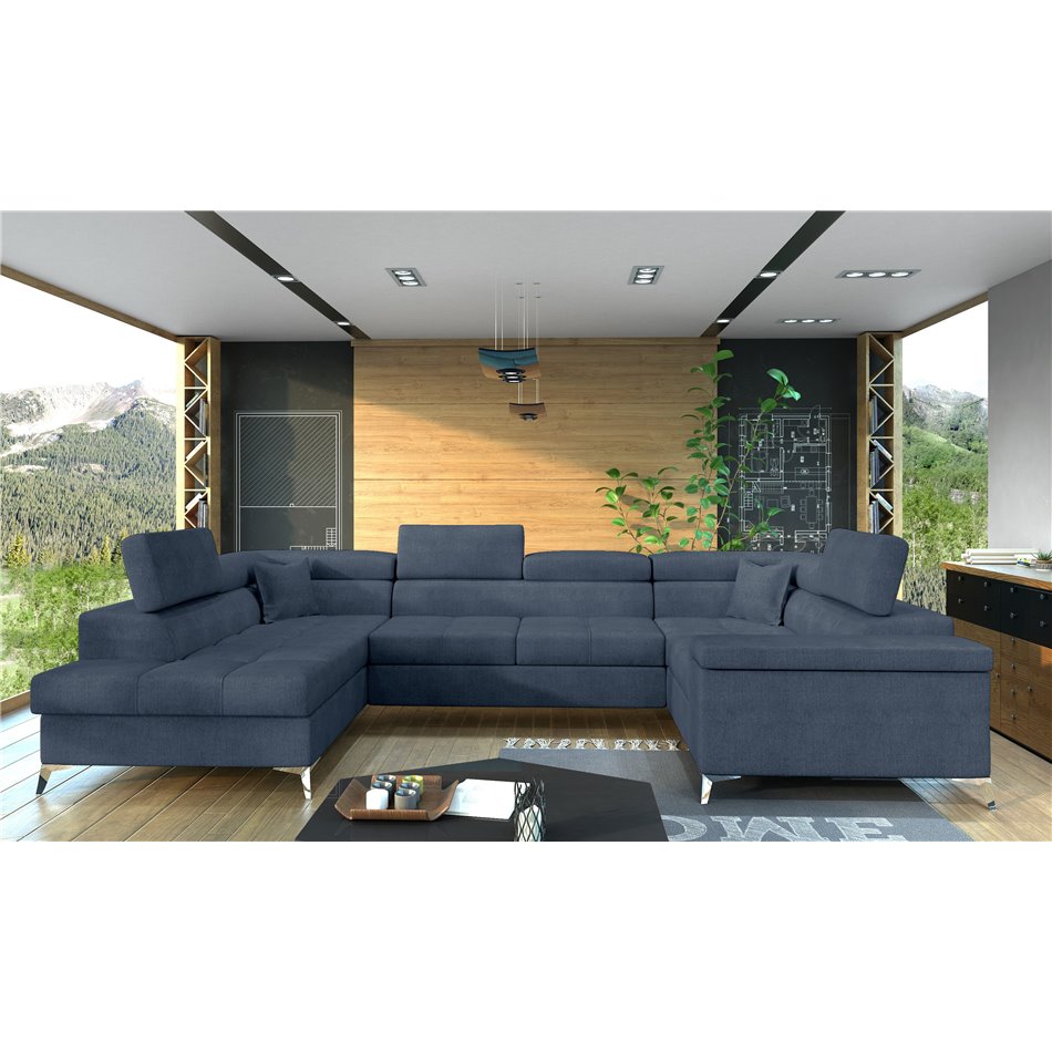 Corner sofa Elago L, Omega 86, blue, H88x208x43