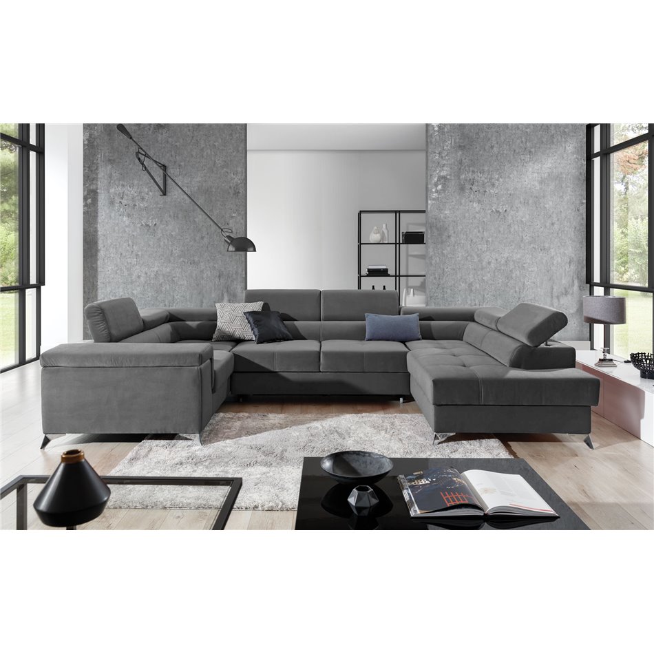 Corner sofa Elago L, Paros 06, gray, H88x208x43