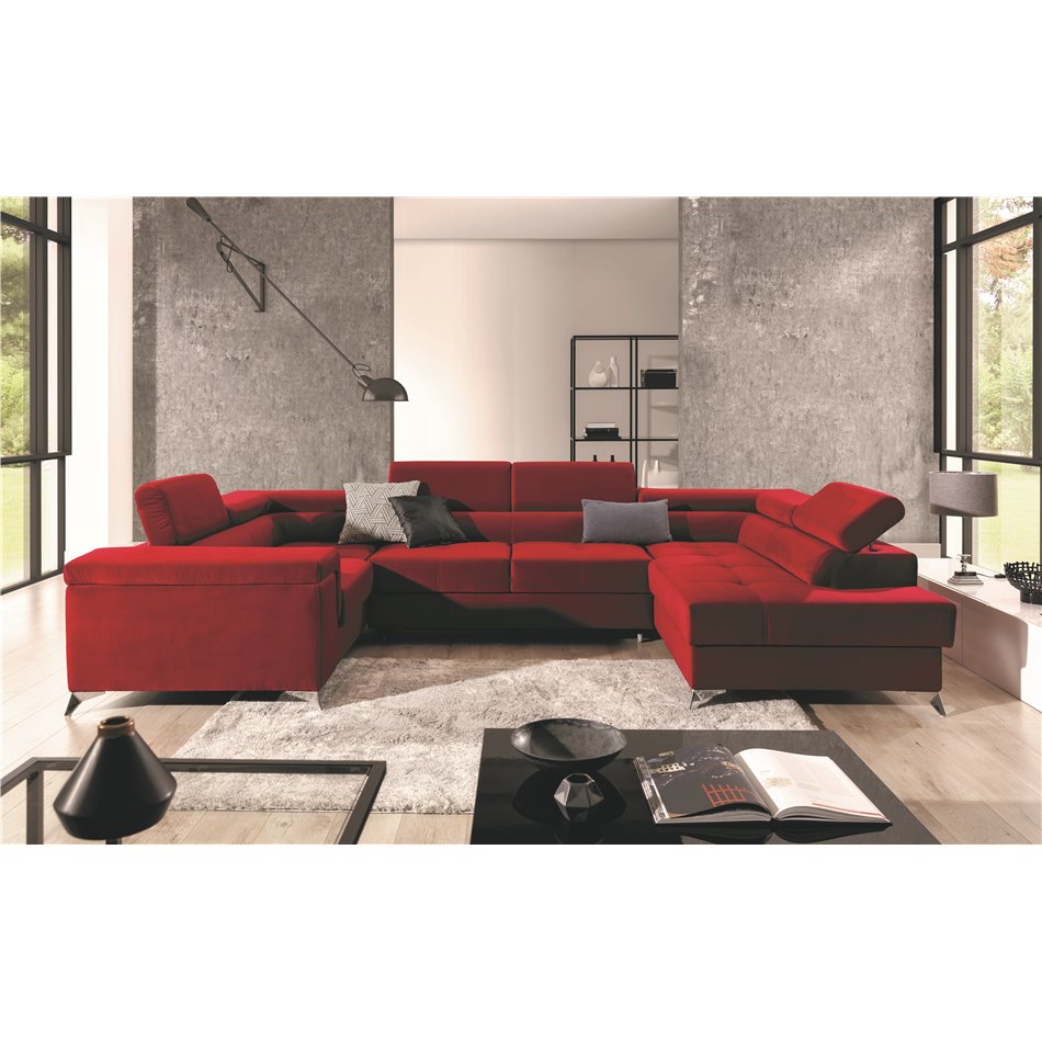 Corner sofa Elago R, Kronos 02, red, H88x208x43