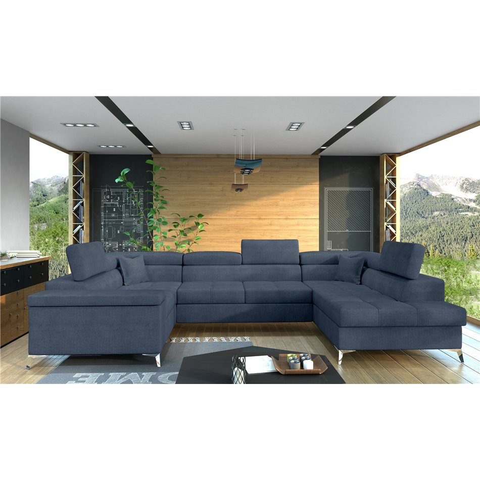 Corner sofa Elago R, Omega 86, blue, H88x208x43