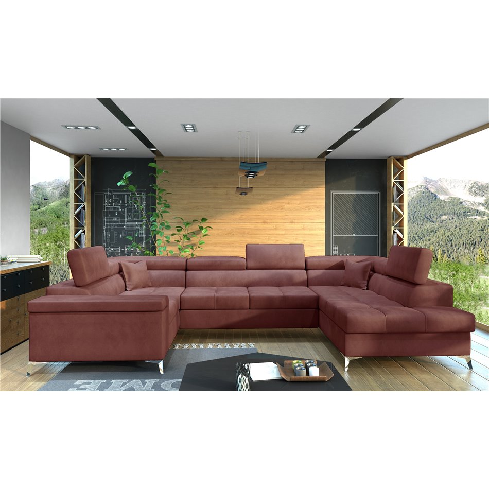 Corner sofa Elago R, Monolith 63, pink, H88x208x43