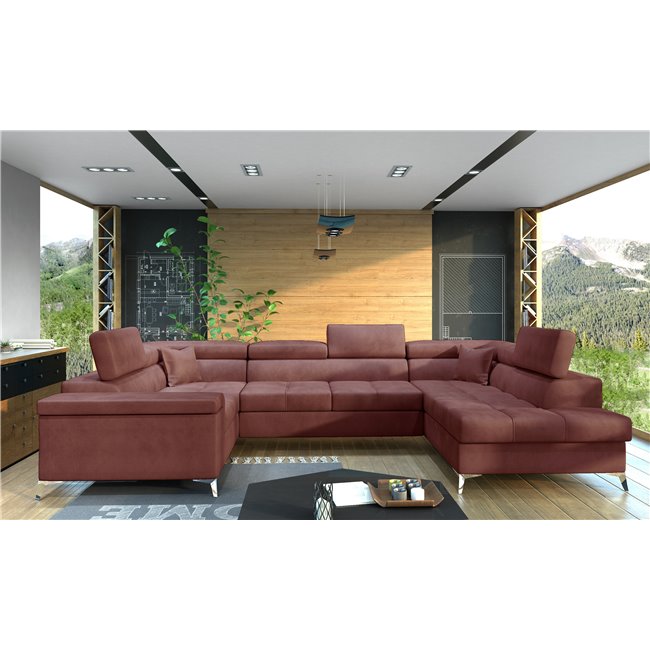 Corner sofa Elago R, Monolith 63, pink, H88x208x43